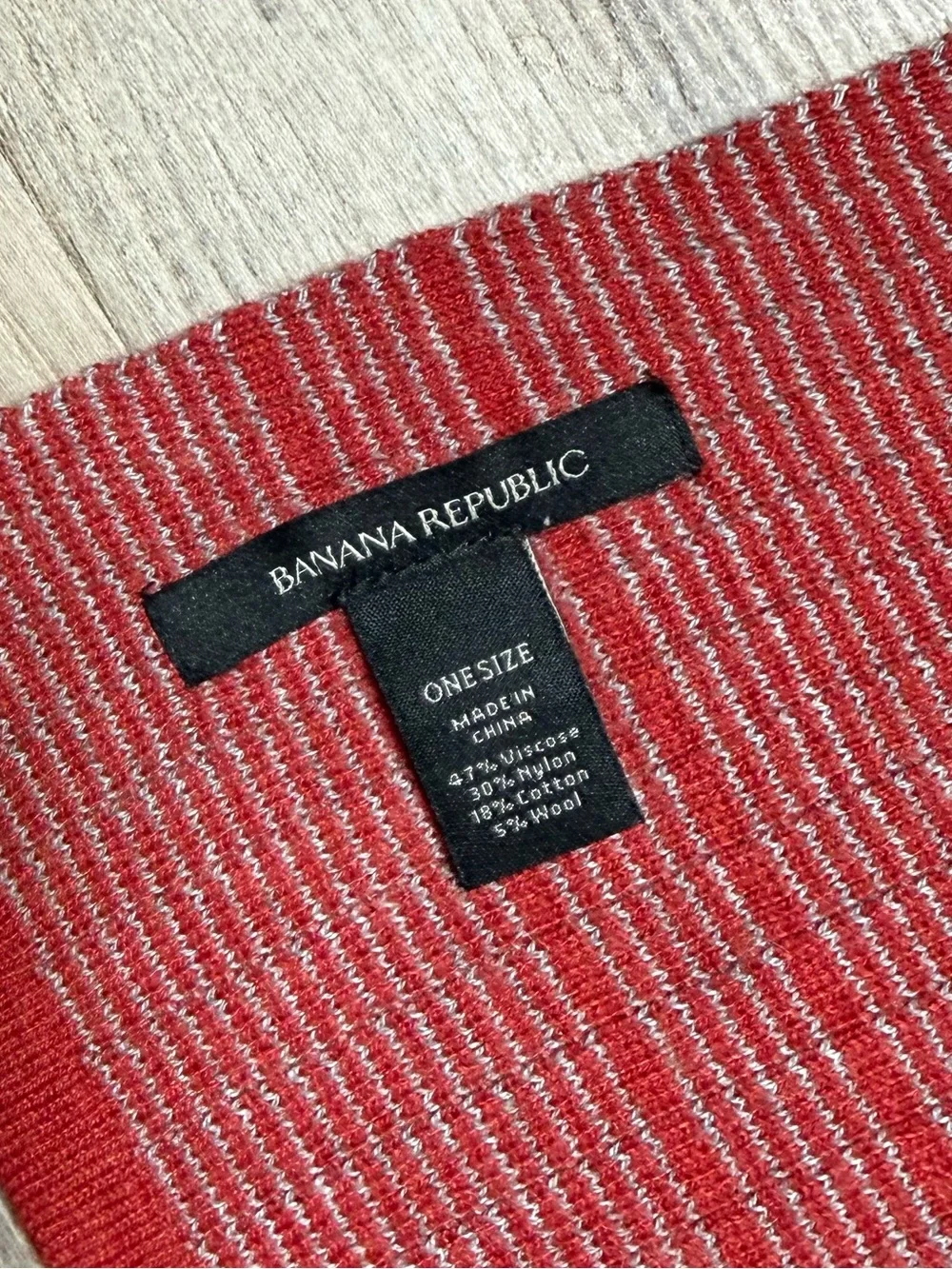 Banana Republic Red Striped Knit Scarf One Size Soft Wool Blend